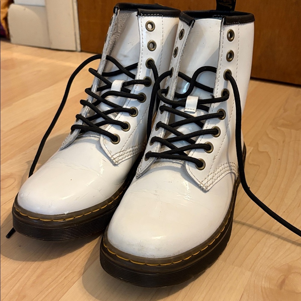 Dr. Martens Zavala Combat Boots in white leather
